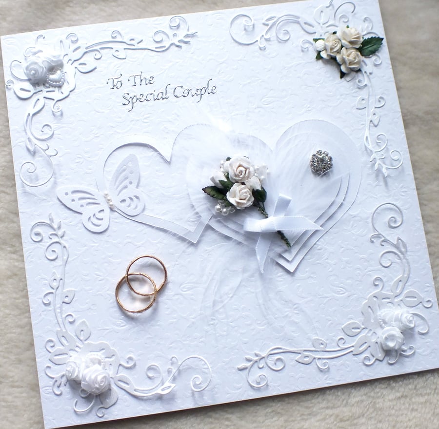 Luxury Handmade Personalised Double Heart Wedding Card