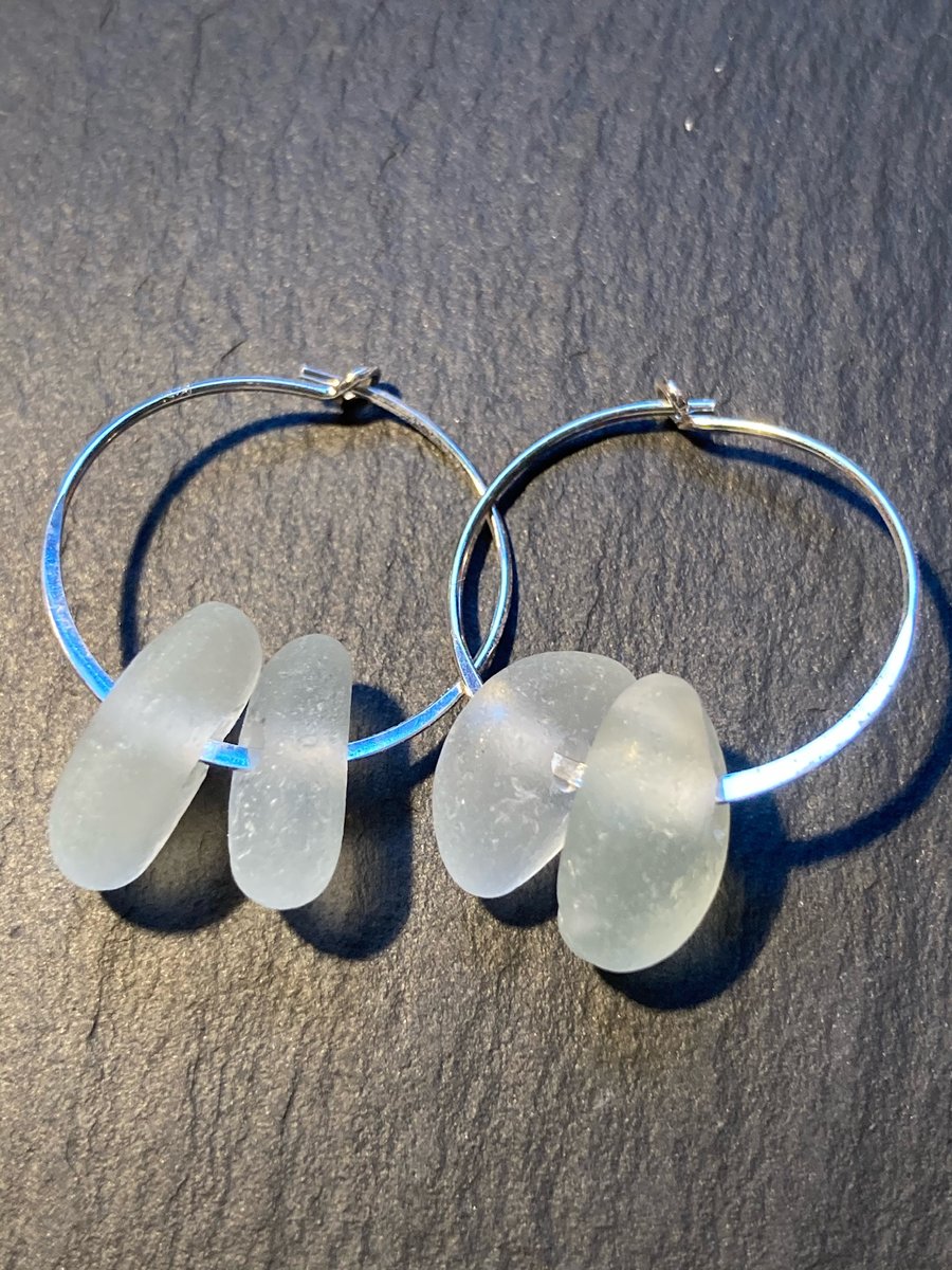 Sterling silver and seaglass hoop earrings