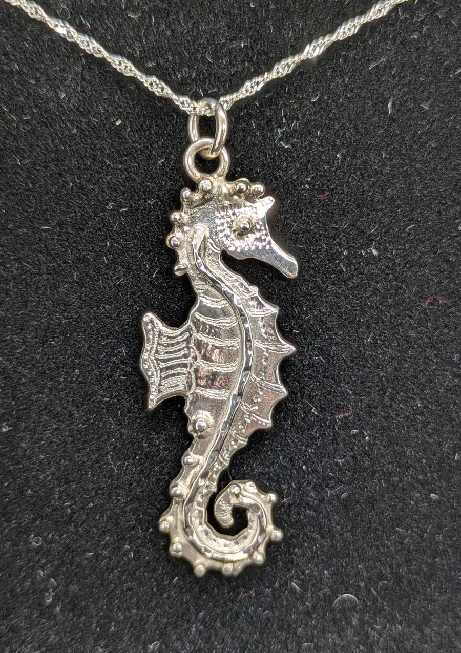 Seahorse pendant, Sea jewellery, Sterling silver necklace