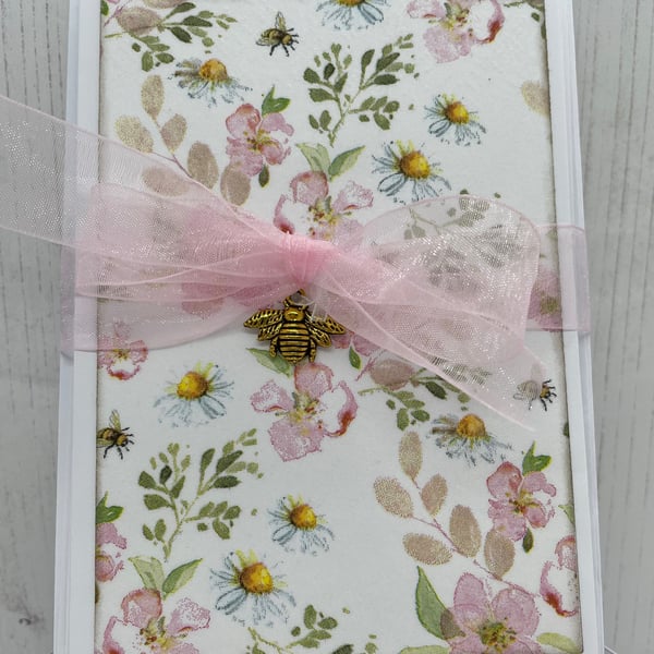 Blossom and Bees Napkin  covered set of notecards  PB3