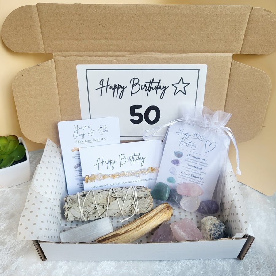 50th Birthday Spiritual Crystal Gift Box Gift Folksy