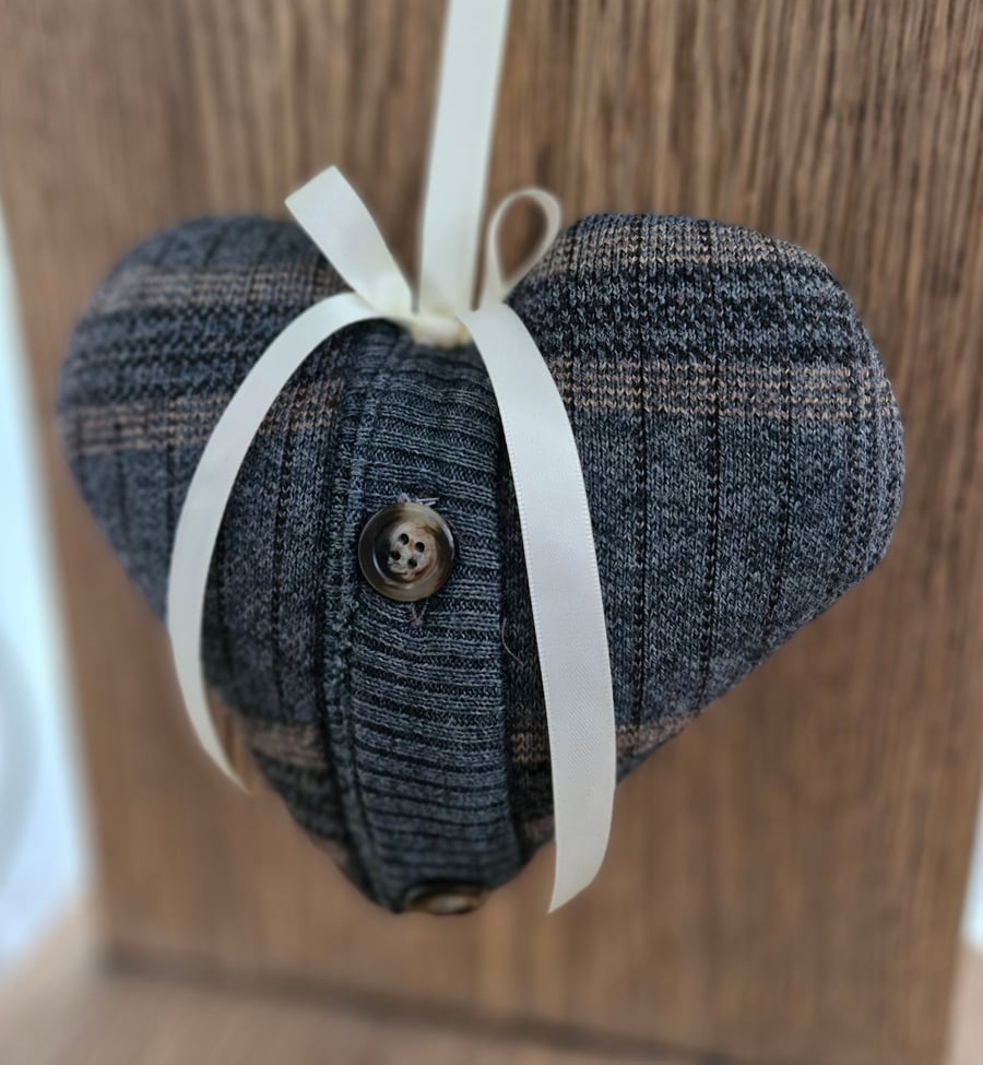 Mothers Day Hanging Love Heart Handmade Using The Clothing of a Loved one