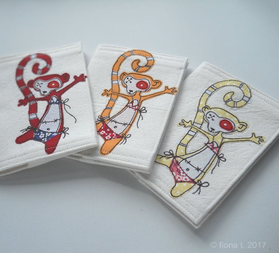 freehand embroidered zombie lemur passport cover