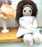 Doll. Hand Knitted Doll 12" handmade Doll with Brown Hair & Removable  Dress