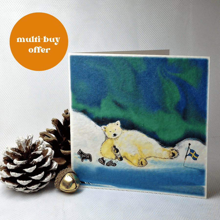 Christmas card 4 pack, Polar bear, Snow & A... - Folksy