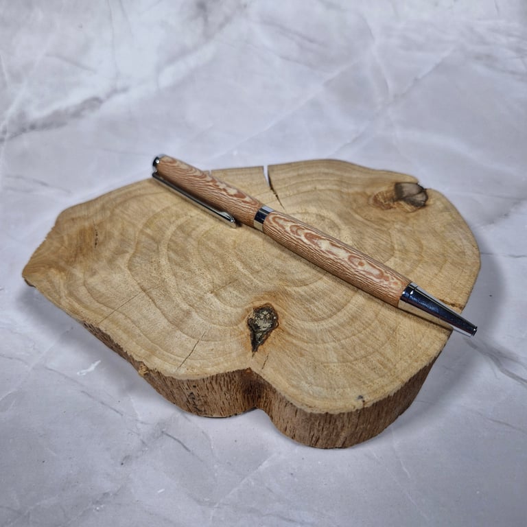 Hand Turned Wooden Twist Pen - Lacewood with Chrome Plating