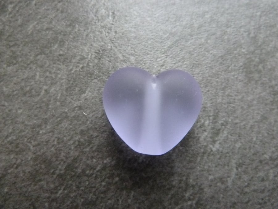 lampwork glass beads, lilac frosted heart