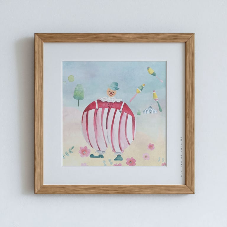 Giovanni the Clown - Illustrated Art Print - Playroom Art