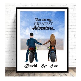 Motorbike Family Name Print, Personalised for family and friends