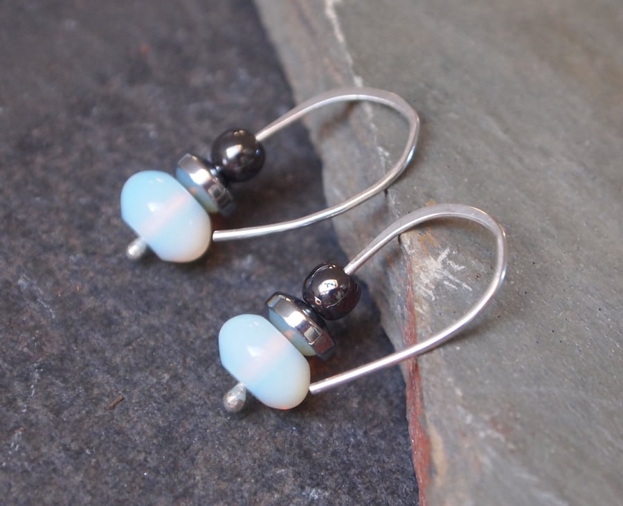 Silver opalite earrings