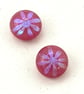 Pink Fused Glass Flower Stud Earrings - Image 1