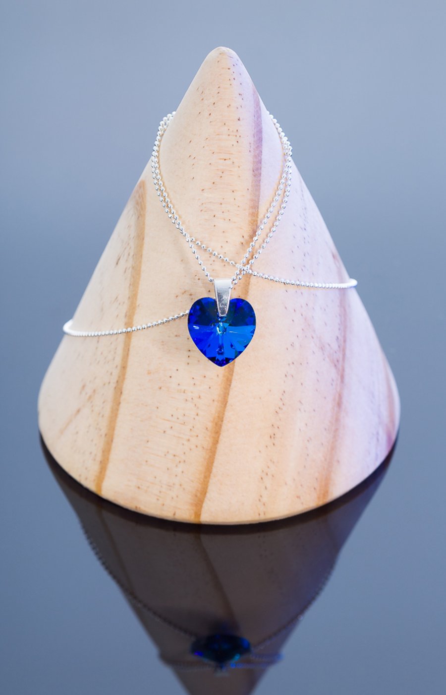 Swarovski Blue Heart Pendant on Sterling Silver Chain