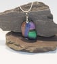 Patchwork Dichroic Glass Pendant with Silver Chain - 1278