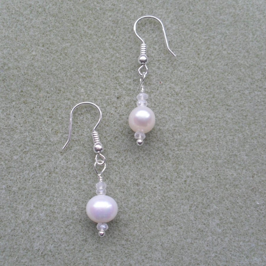Pearl Earrings Sterling Silver Cultured Freshwater Pearl Drop Earrings