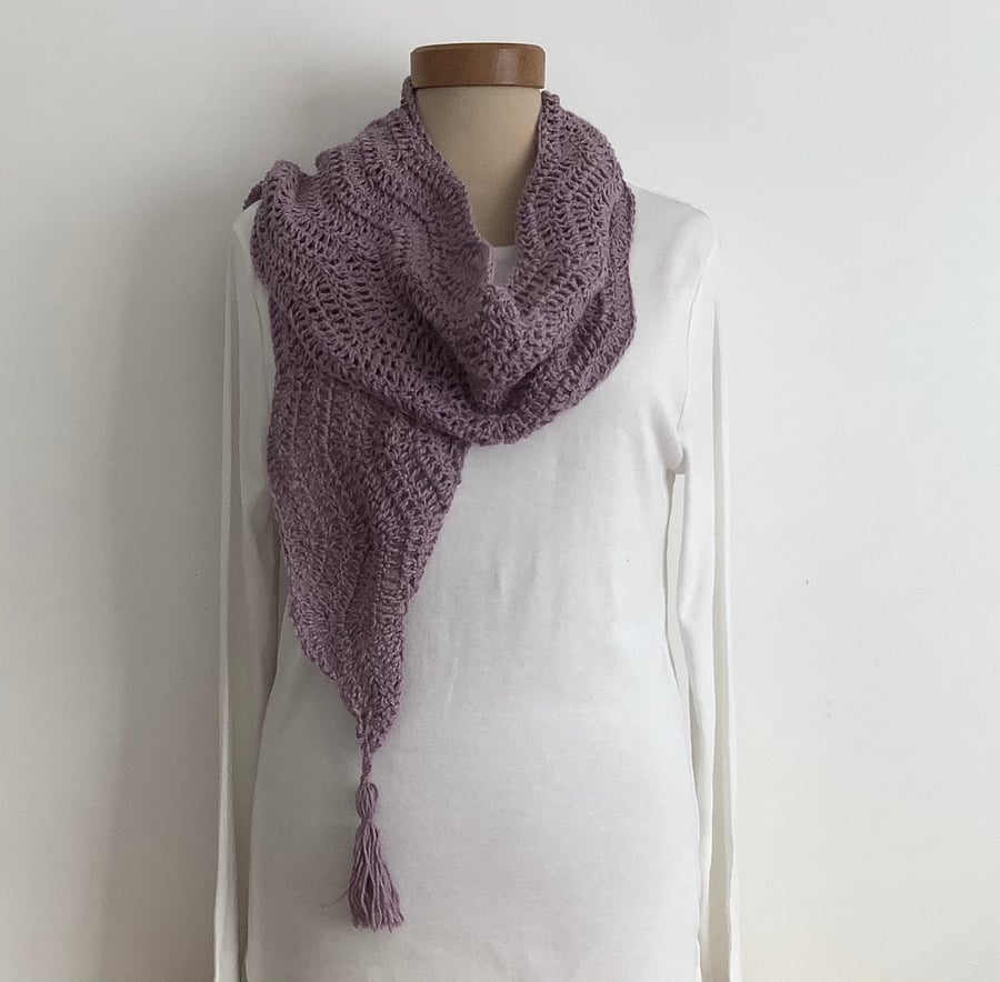 COTTON blend scarf. Soft , lightweight , all-seasons ' Wisteria. Purple . 