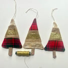 Trio of hanging Christmas tree decorations 