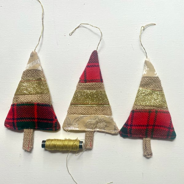 Trio of hanging Christmas tree decorations 