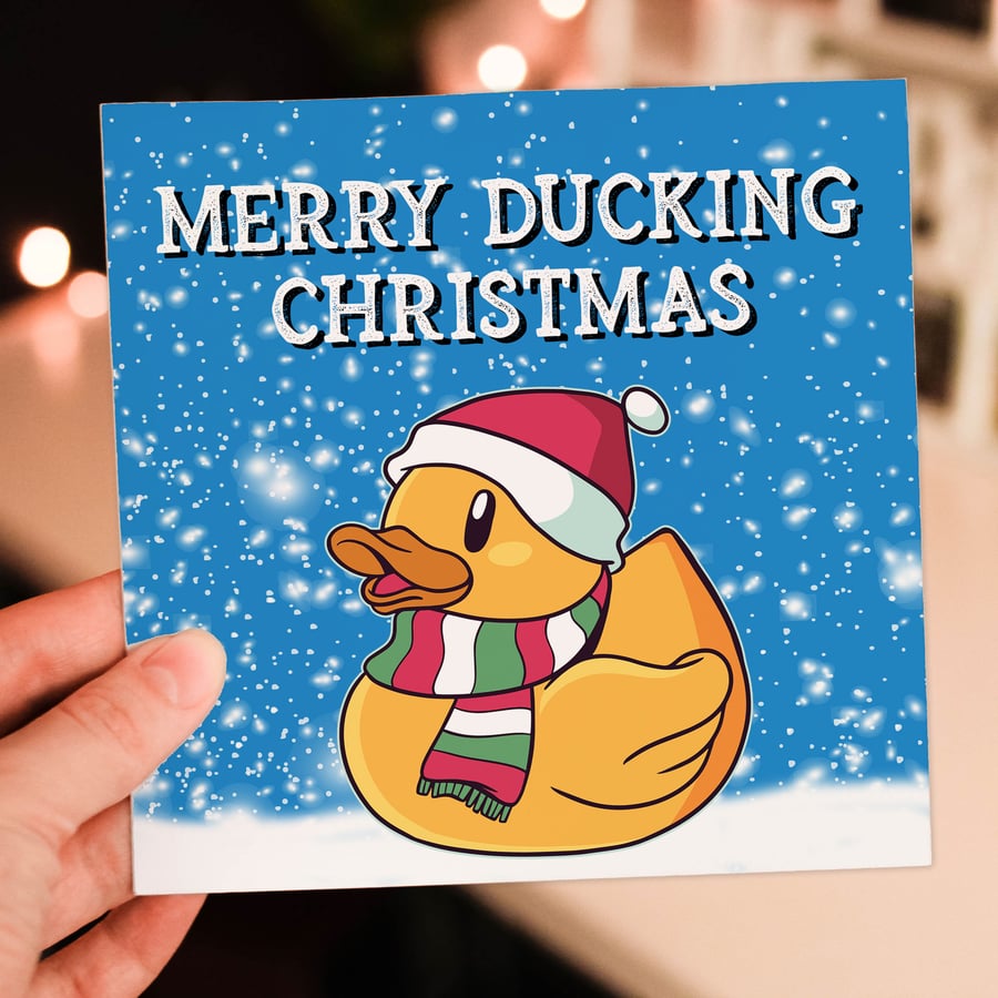 Christmas card: Merry Ducking Christmas
