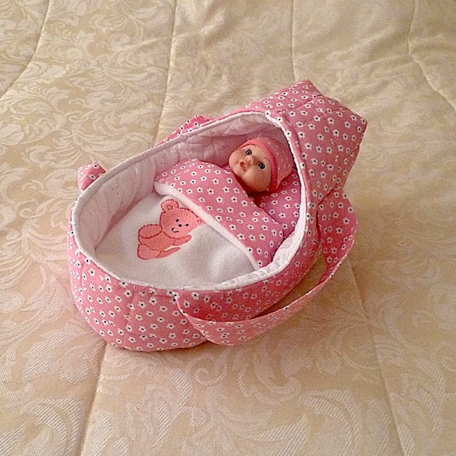 Small Doll's Carrycot with Free Doll