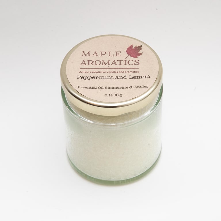 Maple Aromatics Peppermint and Lemon Essential Oil Vegan 200g Simmering Granules