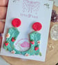 Handmade Strawberry Cowboy Boot Polymer Clay Earrings - Image 4