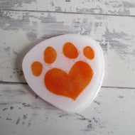 Paw Print Red Heart Coaster - Cat or Dog Shaped Mat - Best Pet Present