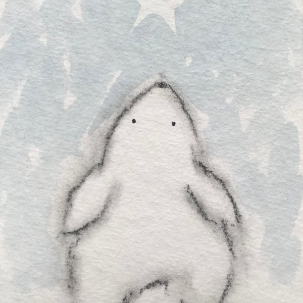 Cute bunny No2 ACEO Original bunny painting Jo Roper