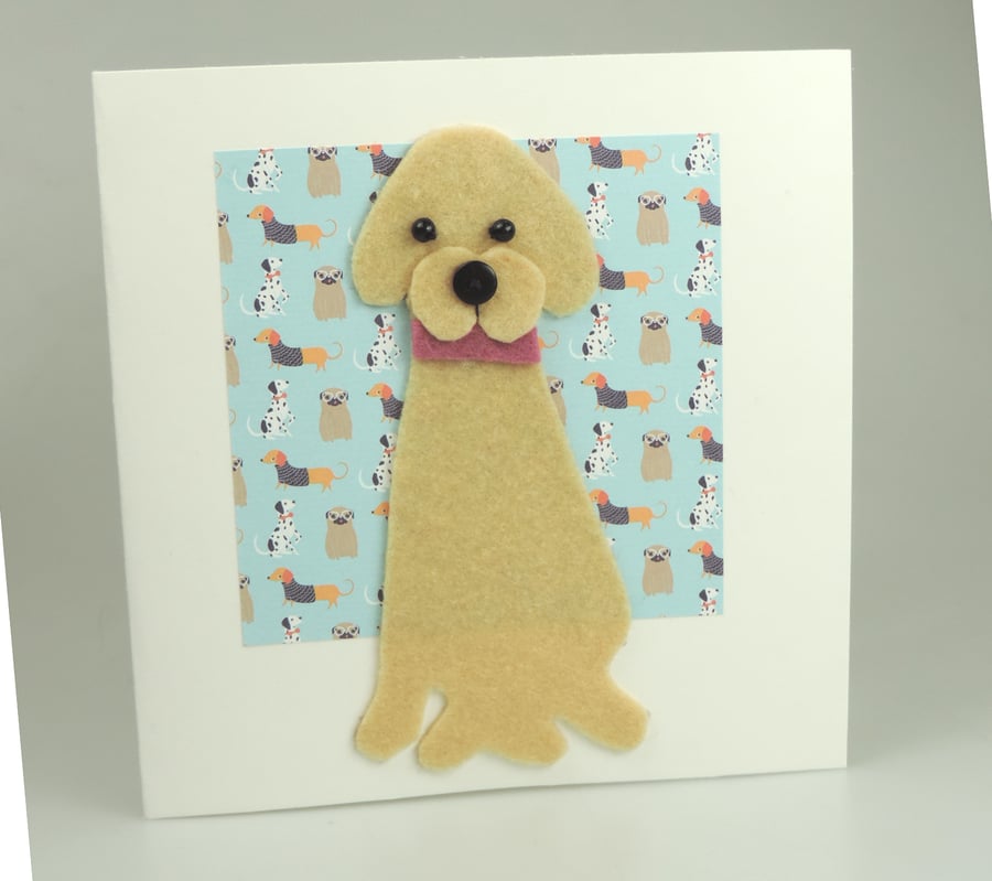 Yellow Labrador Dog Card, Blank inside, Birthday, Greeting, Universal card