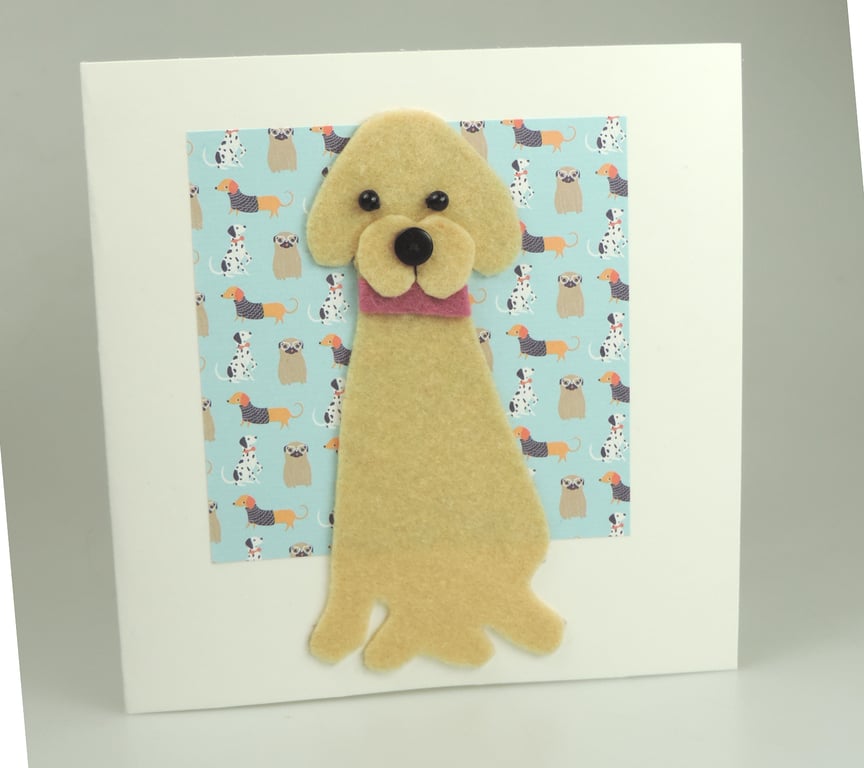 Yellow Labrador Dog Card, Blank inside, Birthday, Greeting, Universal card