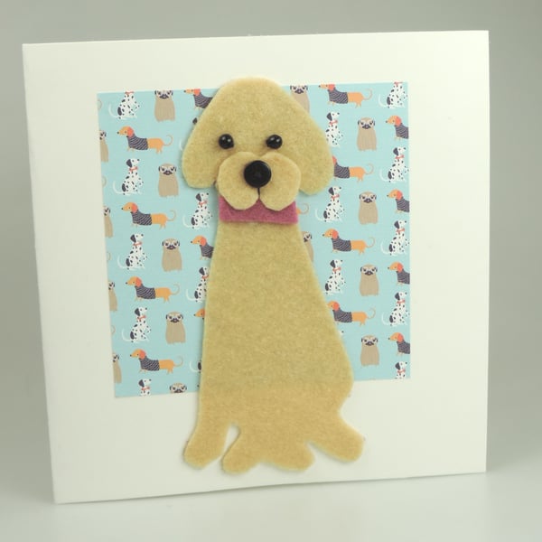 Yellow Labrador Dog Card, Blank inside, Birthday, Greeting, Universal card