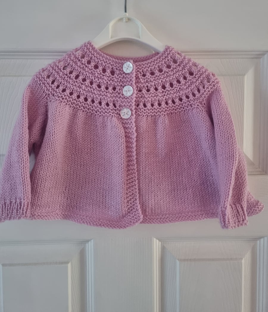 3-6 months hand knitted pink long sleeve cardigan 