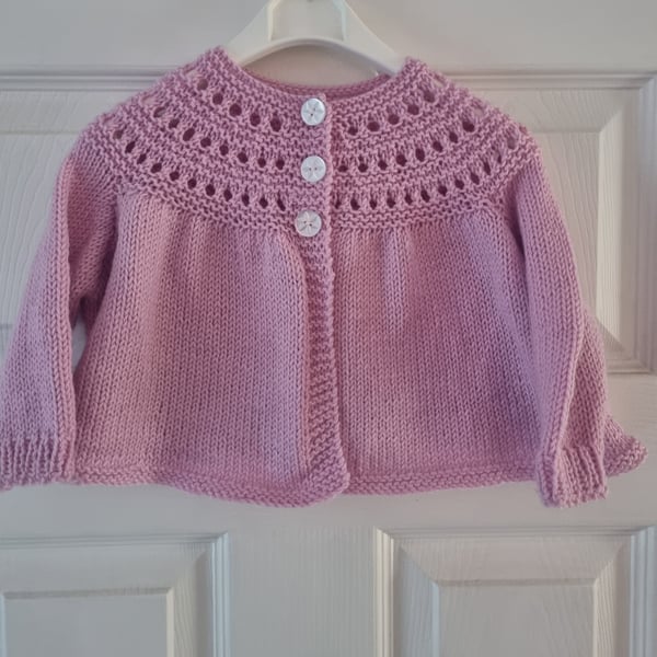 3-6 months hand knitted pink long sleeve cardigan 