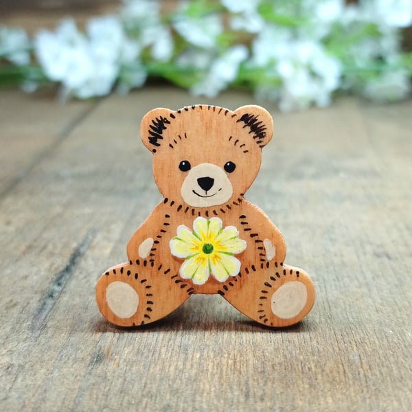 Primrose Brooch Pin, Handmade Primrose Teddy Bear Gift, February Birth Flower