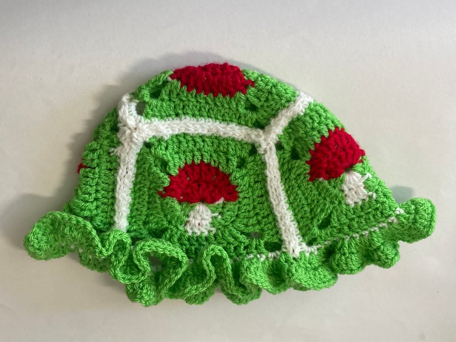 Handmade to order crochet mushroom bucket hat