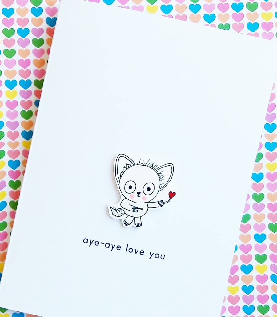 valentine's day card - aye-aye love you - handmade card - love card
