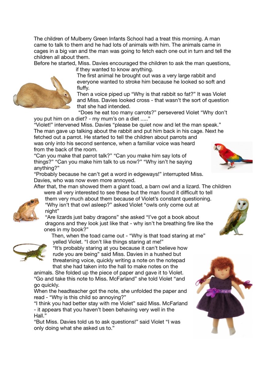 Reserved for Ali - Violet and the Animal Man Story Card 