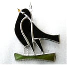 Blackbird Suncatcher Stained Glass British Bird Handmade 