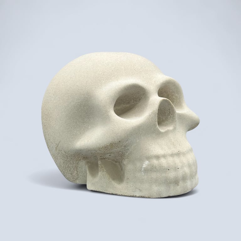 Concrete White Skull - Macabre Halloween Decoration Suitable for Painting