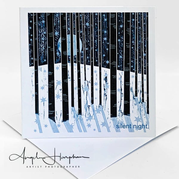 Silent Starry Night Hand Made Square Card