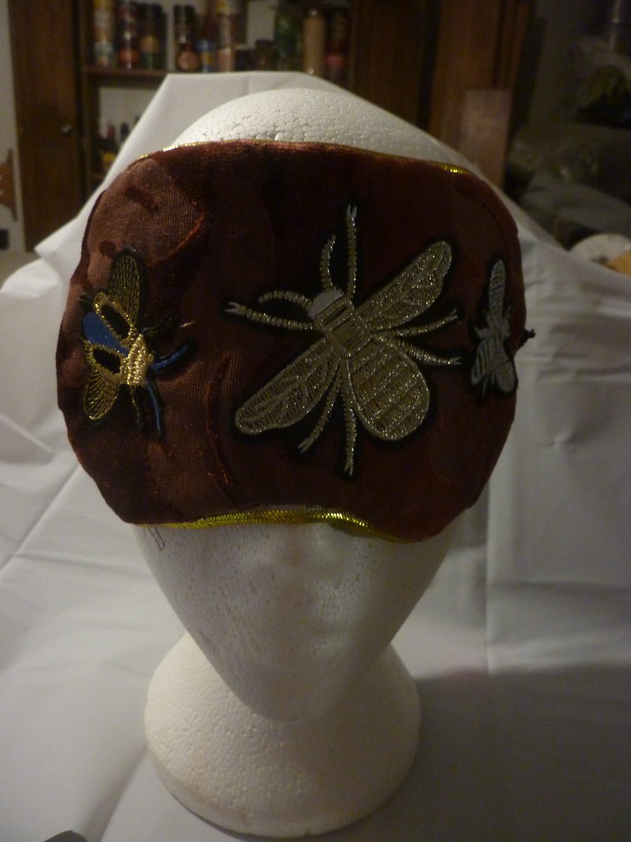 Luxury Bees Gold And Silver Embroidered Sleep Mask Padded 