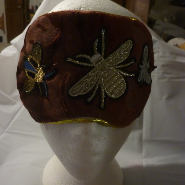 Luxury Bees Gold And Silver Embroidered Sleep Mask Padded 