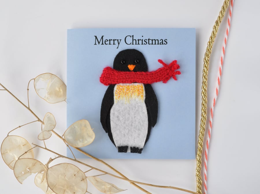 Penguin handmade Christmas card