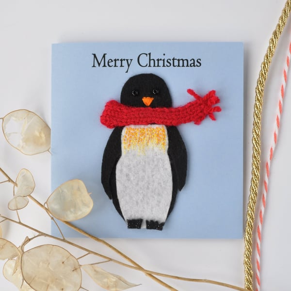 Penguin handmade Christmas card