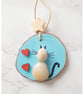 "FOR CHARITY", pebble cat painted ornaments - Image 2