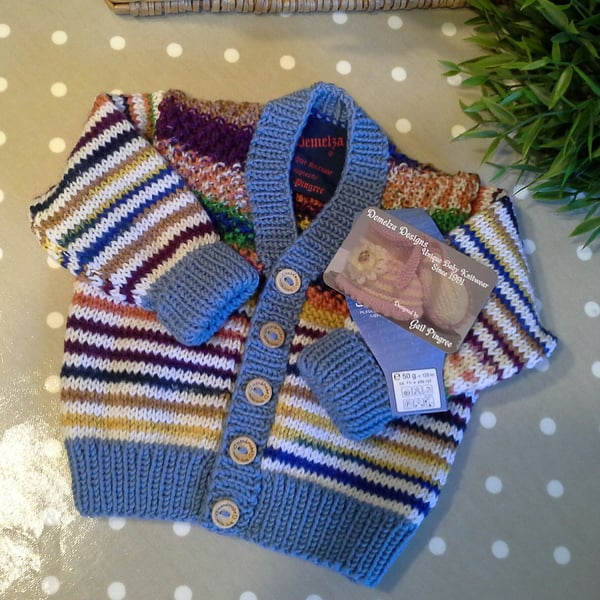 Designer Baby Hand Knitted Pure Merino Wool Cardigan  6-12 months size