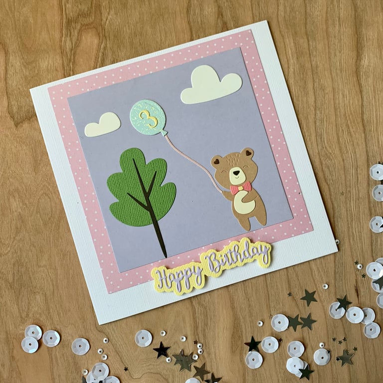 Handmade 3 year old Birthday Card
