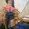 SALE Americana Art Doll, July 4th Independence day inspired, Whale