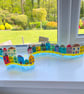 Fused glass colourful coastal houses stand up wave  - Image 4