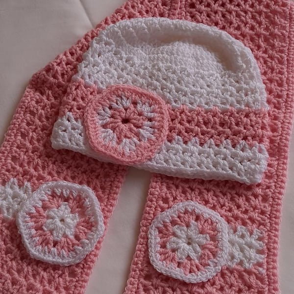 Crochet Girls Hat and Scarf Set