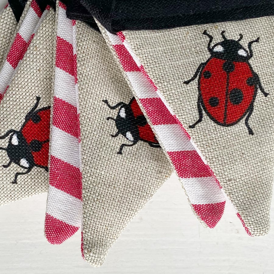 BUNTING - ladybird, red and taupe